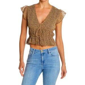 Abound Nordstrom Rack Tan Animal Print V-neck Size Medium